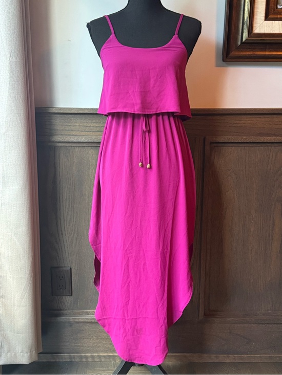 Nerlerolian Dresses & Skirts - Fuchsia High-Low Spaghetti Strap Maxi Dress with Drawstring Waist small nwt